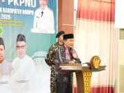 Wakil Bupati Dompu saat menyampaikan sambutan di pelantikan PC NU Dompu.